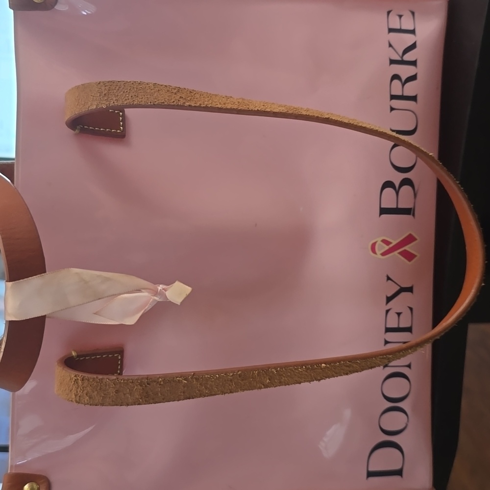 Dooney & Bourke Pink Plastic Tote with Brown Handles